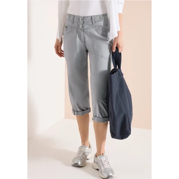 3/4 Mid Waist Slim Legs broek met omslag