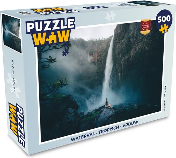 Puzzel Waterval - Tropisch - Vrouw - Legpuzzel - Puzzel 500 stukjes