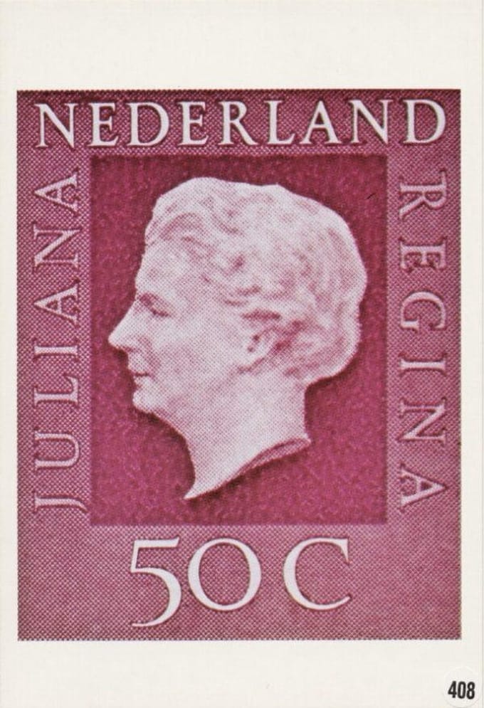 Briefkaart met afbeelding Juliana Regina postzegel