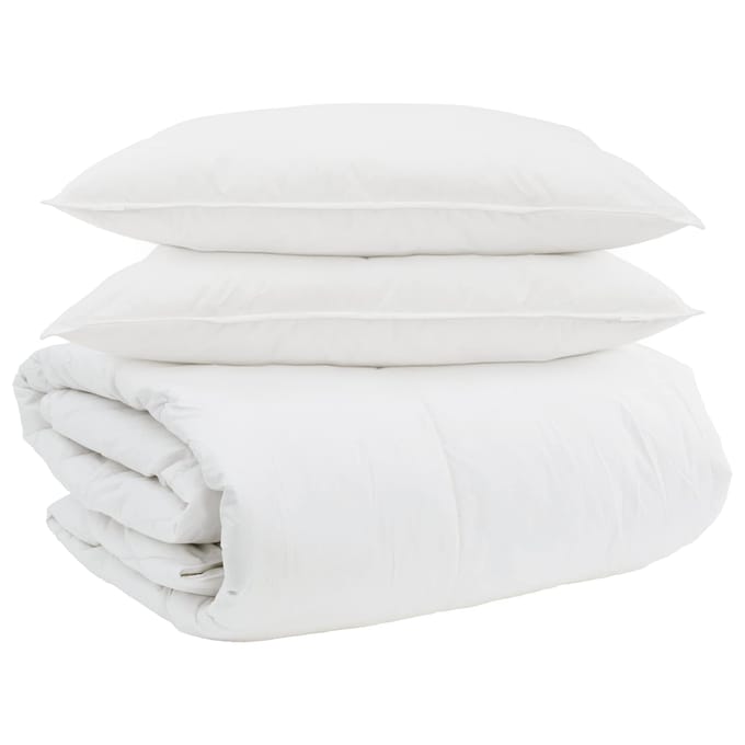 vidaXL - Deken - Set - met - kussen - 3 - st - Wit - Donsveer