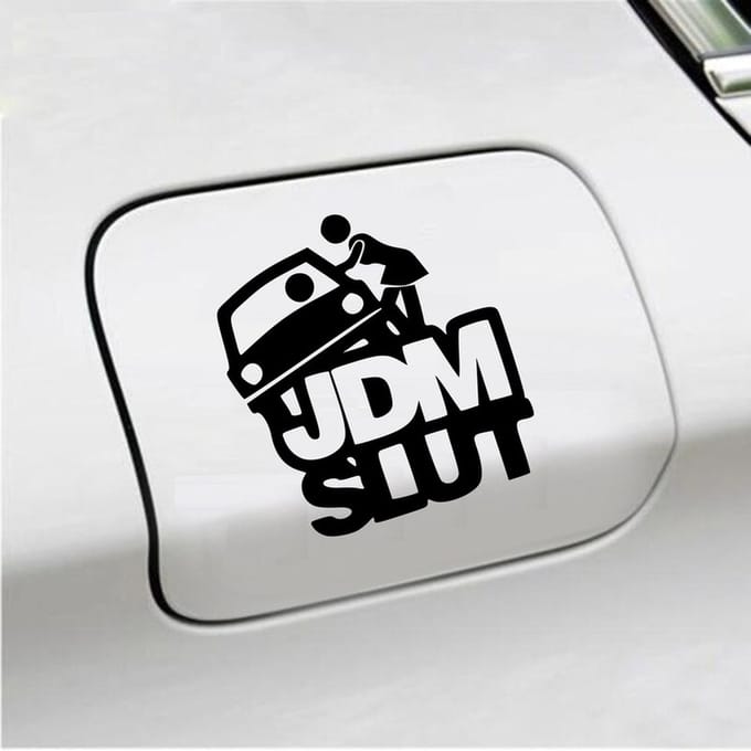 Bumpersticker - JDM Slut - 14 X 13 - Zwart
