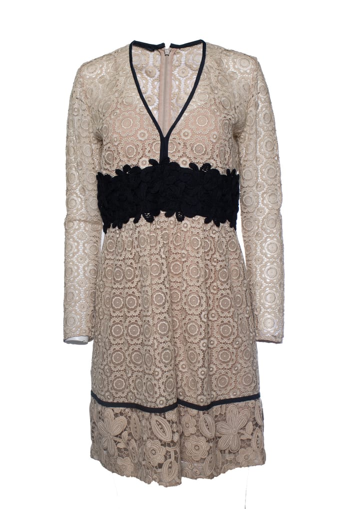 Burberry, SS16 Cocktail midi-jurk in beige kant