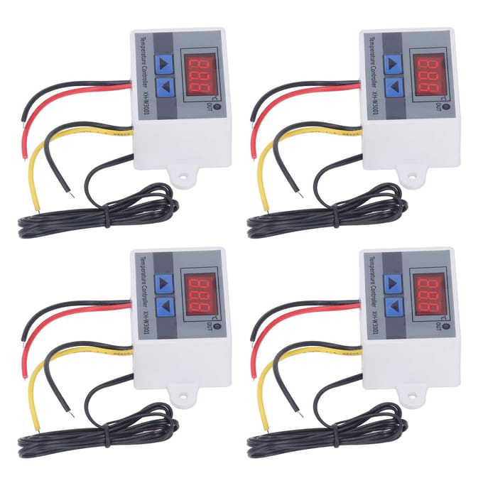 Lot de 4 thermostats numériques à LED, contrôleur de température, module de commutation pour chauffage et refroidissement, 12 V, 120 W white