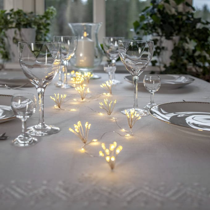 Star Trading Batterijgevoede lichtslinger 'Flower', 120 LED's, 10 lichtbronnen, timer, warm wit, L 140cm