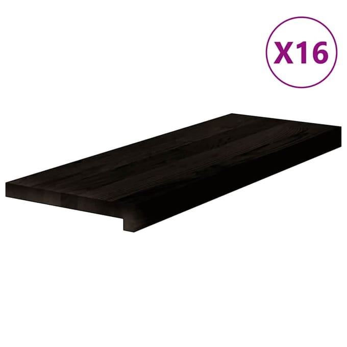 vidaXL - Traptreden - 16 - st - 70x25x2 - cm - massief - eikenhout - bruin-zwart