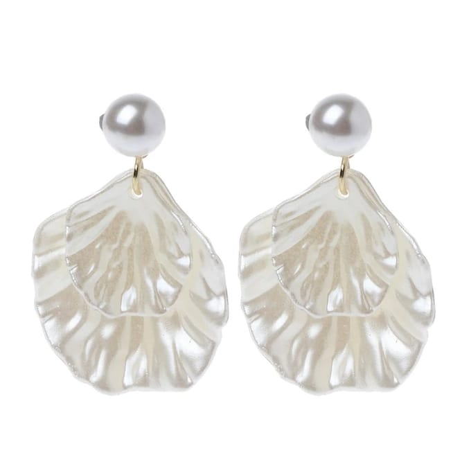 N3 Collecties Nieuwe Parelmoer Dubbele Carve Shell Leaf Dangle Hook Oorbellen