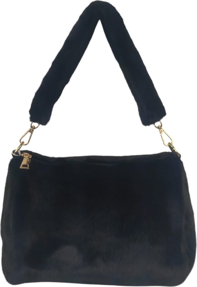 Qischa - Handtas - Crossbodytas - furry - zwart