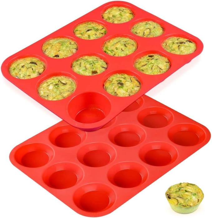 Silicone muffin bakvorm set voor 12 cupcakes en muffins - antiaanbak