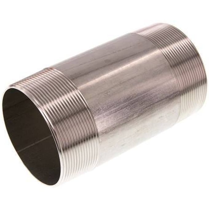 R 3'' RVS Dubbele Pijpnippel 20 Bar DIN 2982 - 150mm - FL2S-M-ST-300R-150L