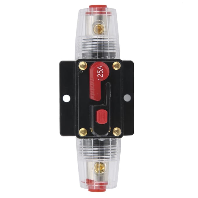 1224V 125A Stereo Audio Stroomonderbreker Zelfherstellende Zekering Inline Houder voor Auto Boot black