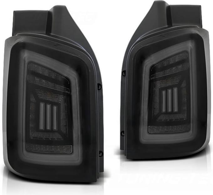Achterlichten - VW T5 - 04 03-09 / 10-15 - SMOKE ZWART WIT - LED
