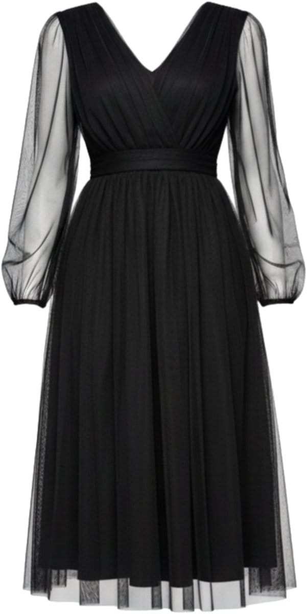 LARICA Jurk - Viscose - Rits - Effen Zwart S