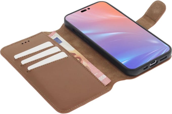 Minim 2-in-1 Apple iPhone 14 Hoesje Book Case en Back Cover Bruin