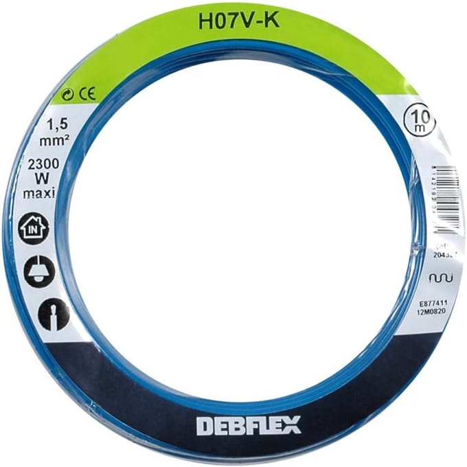 Blauwe Soepele Elektriciteitskabel H07VK 1,5 mm² - 10 Meter op Rol