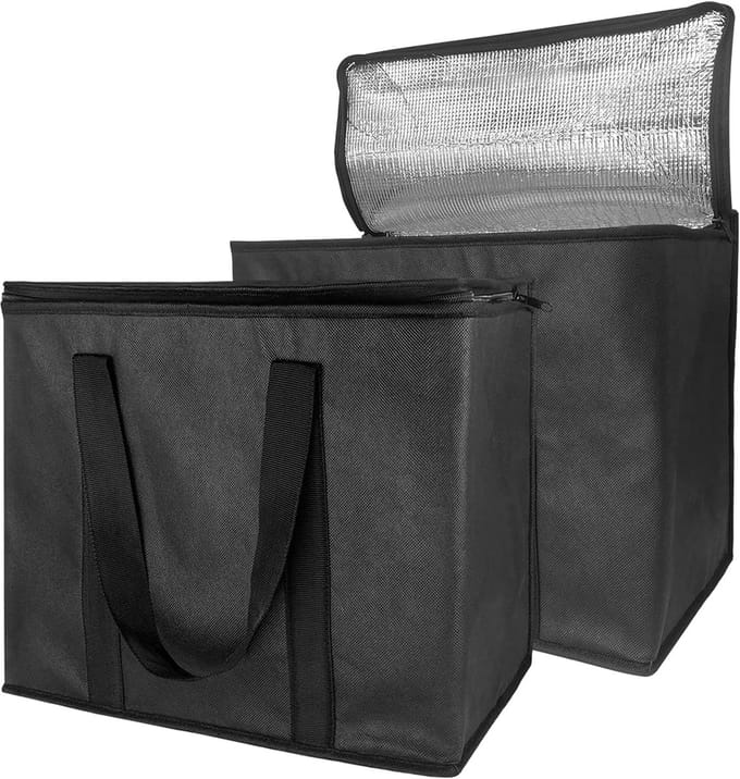 Isolerende Koeltas 2-Pack - Extra Groot & Opvouwbaar - Met Rits & Handvatten - Voor Boodschappen & Takeaway
