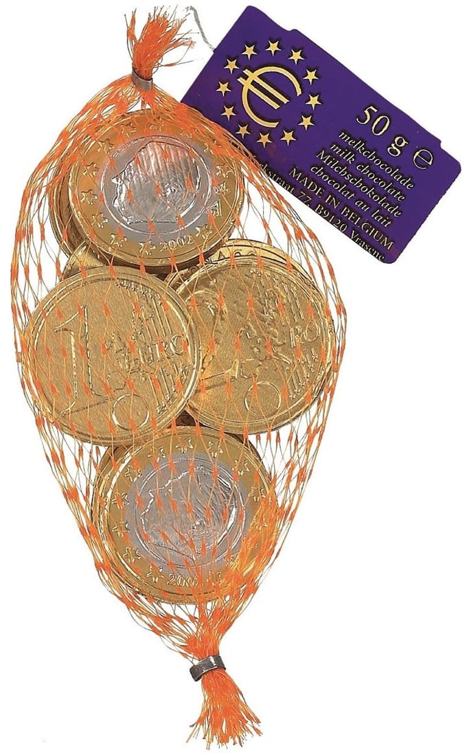 Hamlet chocolade euromunten Sinterklaas, melk, netje van 50 g