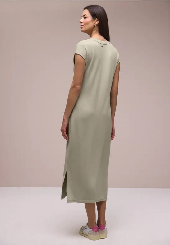 Midi-jurk met V-hals in een gebreide look