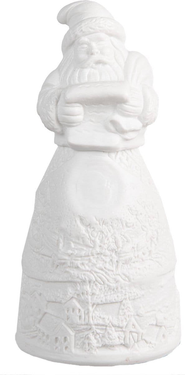 Clayre & Eef Kerstdecoratie met LED-verlichting Kerstman Ø 5x11 cm Wit Porselein
