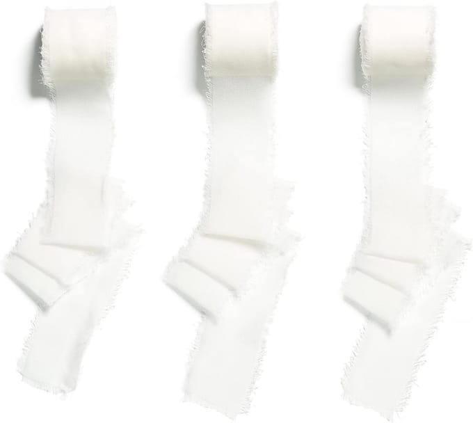 Set van 3 Witte Chiffon Lintrollen 3.8cm x 6m voor Cadeauverpakking, Bruiloft en Knutselen