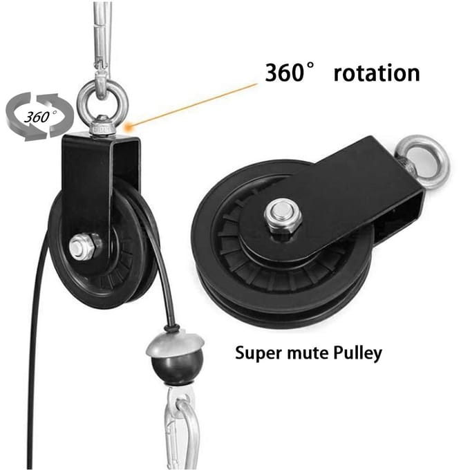 360 Graden Rotatie Krachttraining Lager Katrolwiel Home Gym Apparatuur Indoor U-Type Draaibaar black
