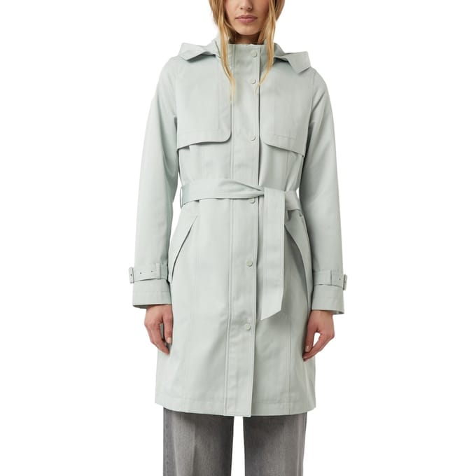 comma - female - Katoenen trenchcoat met afneembare capuchon en bindceintuur