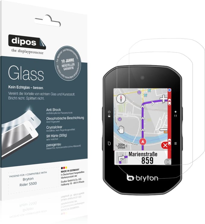 dipos – 2x Pantserfolie geschikt voor Bryton Rider S500 | 9H Screenprotector