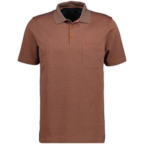 Ragman Polo Softknit Fine Jacquard Pattern Terra / male