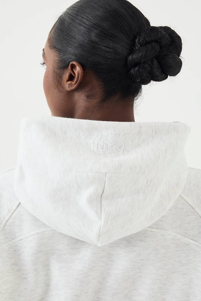 Dames DSGN Studio Geribbeld Paneel Half Zip Hoodie | Asgrijs | Maat: Medium