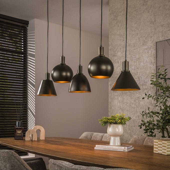 Hoyz Collection - Hanglamp Metallo Mix 5-lichts - Sienna Bruin