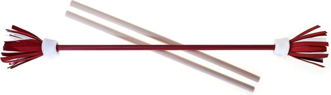 Acrobat Jongleerset Flower Stick Met Handstokken - Rood Schacht, Wit/Rood/Wit Bloem