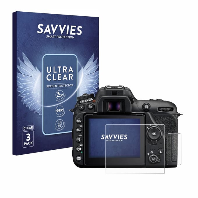 Savvies - Screenprotector voor Nikon D7500 - Folie Beschermfolie transparant 6 Stuks