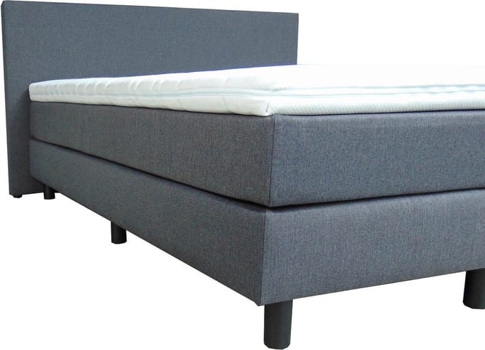 Boxspring 180x200 compleet - Met matrassen en topmatras - Antraciet - Nu met kussens
