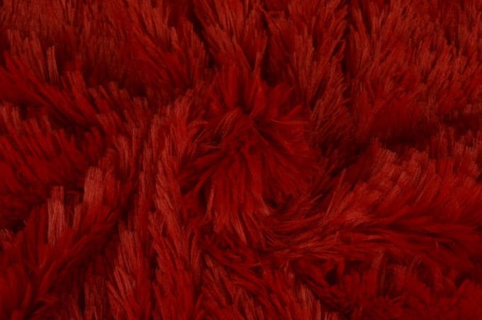 10 meter bont stof - Langharig - Rood - Pluche stof op rol
