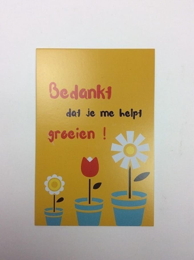 Postkaart cm Bedankt dat je mij helpt groeien