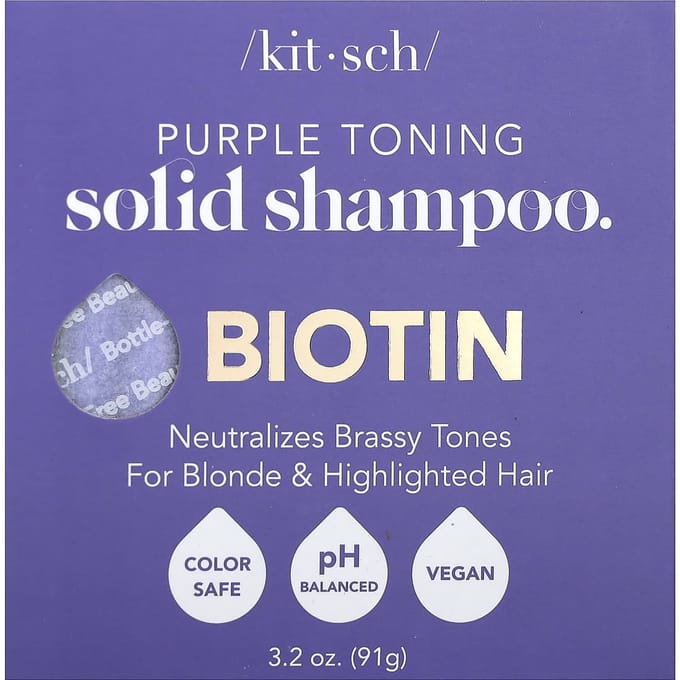 Kitsch, Paars Kleurende Vaste Shampoo Bar, Biotine, Sinaasappelbloesem & Jasmijn, 3,2 oz (91 g) gray