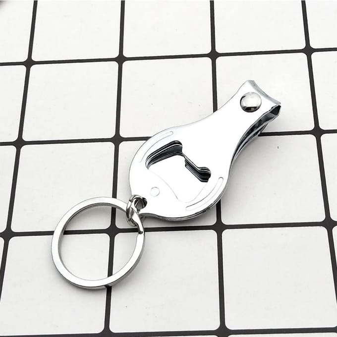 3 in 1 multifunctionele ronde flesopener nagelknipper sleutelhanger white