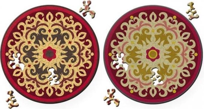 Dubbelzijdige Puzzel in hout Rose - 88 stukjes