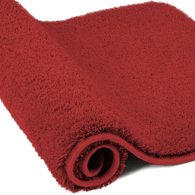 Badmat van microvezel, super dikke badmat 2 cm, super absorberend, 60 x 120 cm, rood