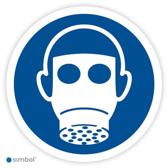Simbol® - Stickers Dragen van ademhalingsbescherming verplicht (M017) - Formaat ø 5 cm.