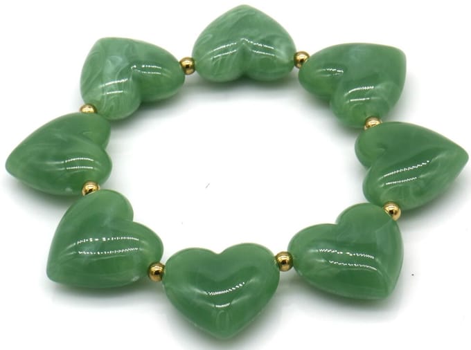 RVS hartjes armband – elastisch – groen – dames – valentijn – cadeau