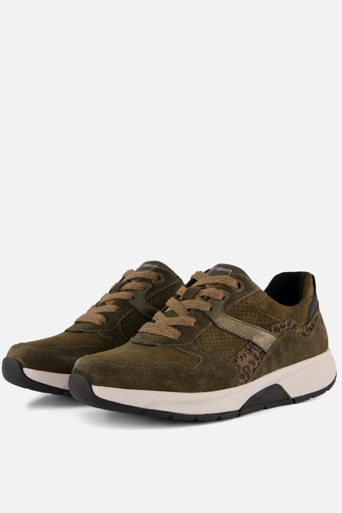 Gabor Rollingsoft Sneakers groen Suède - Maat 5,5