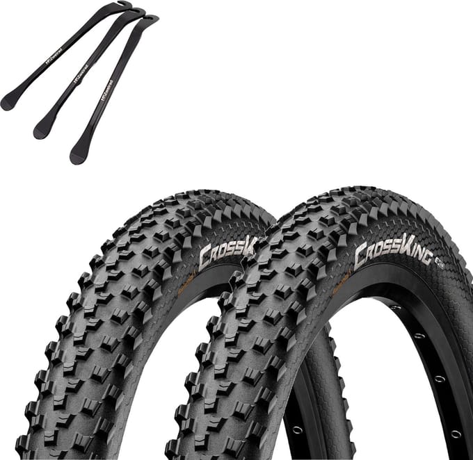 2x Continental Cross King Wire MTB-banden 29" (55-622) + 3x MSZweirad bandenlichters