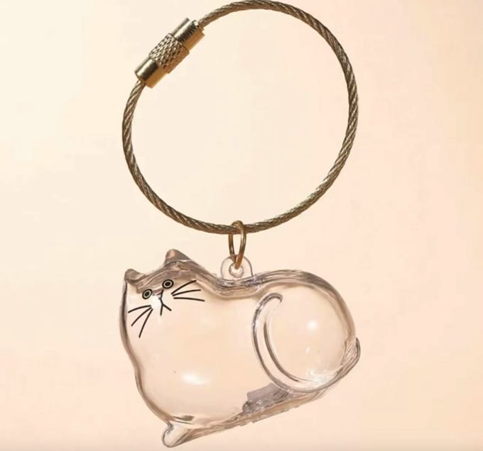 Hiden - Katten Sleutelhanger - Fluffy - Sleutelaccessoires - Sleutelhanger cadeau- Sleutelhangers - Gift - Transparant
