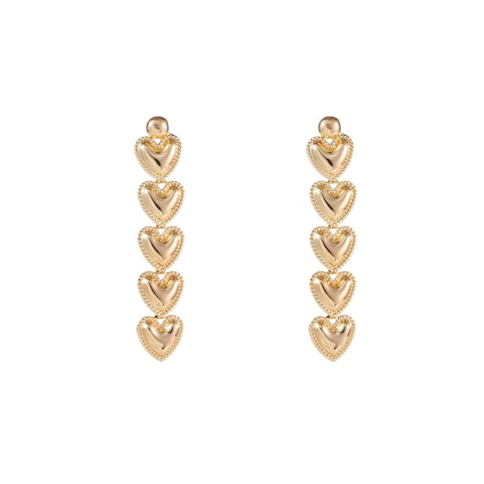 Go Dutch Label Oorknoppen dangling hearts Zilver