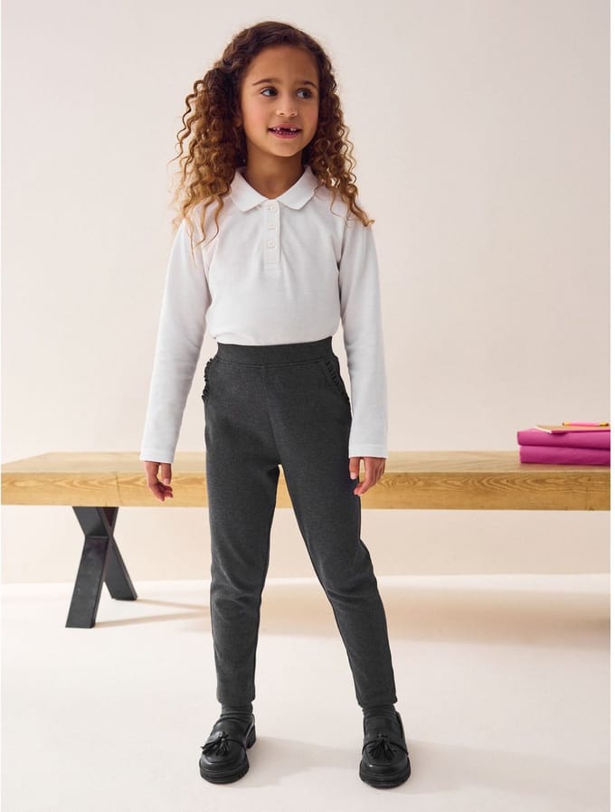 Next - Meisjes - Schoolbroek met hoog aandeel katoen en stretchy, elastische tailleband - Grijs