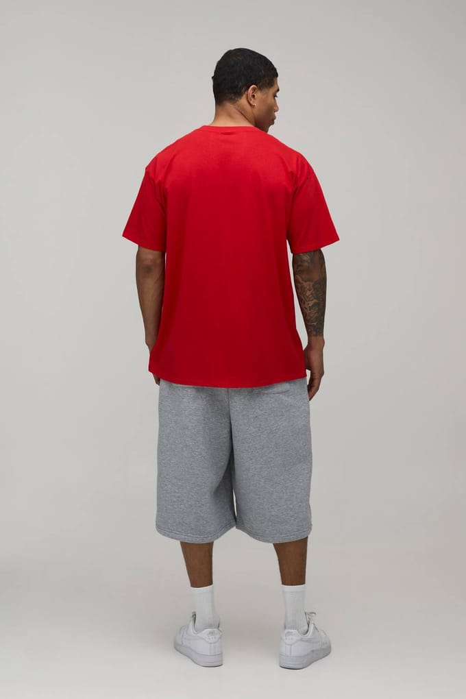 Siracha Hot Chilli Sauce Oversized License Print T-Shirt | Red | Size Large