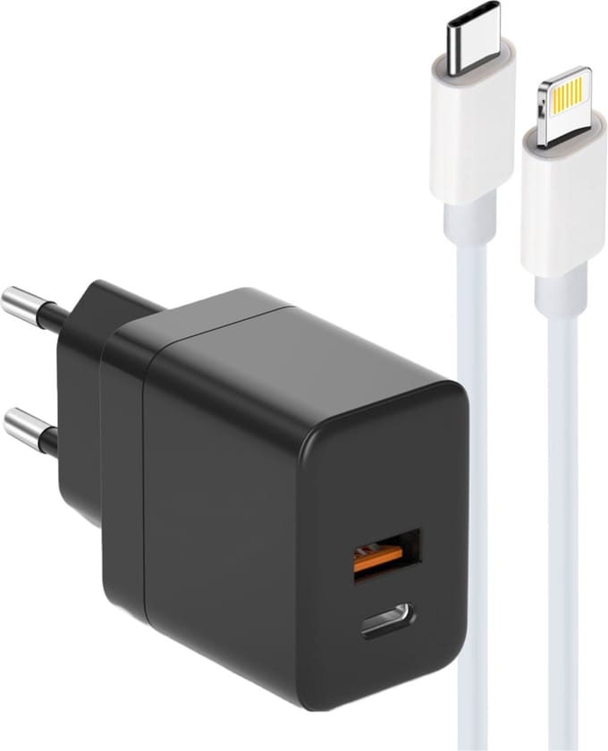 35w usb adapter geschikt voor iPhone + Lightning oplaadkabel 1m - Snellader geschikt voor iPhone 14/13/12/11/X