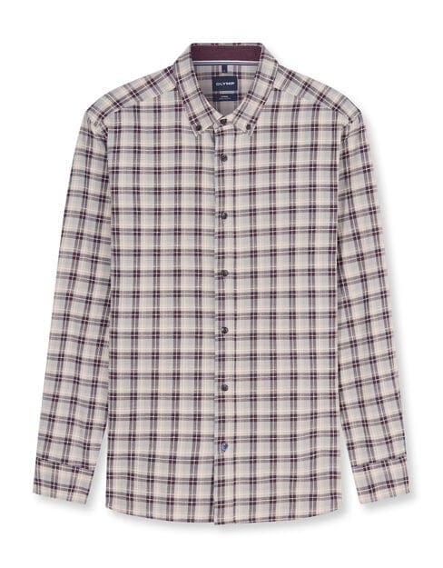 OLYMP Casual Overhemd, Regular Fit, Button-down, Bordeauxrood
