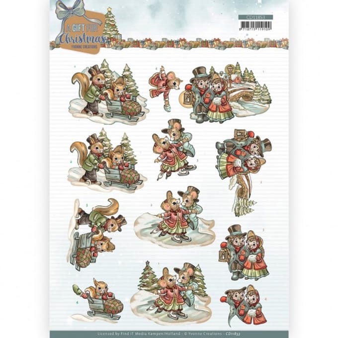 3D knipvel - Yvonne Creations - A Gift for Christmas - Snowfun 1 stuks