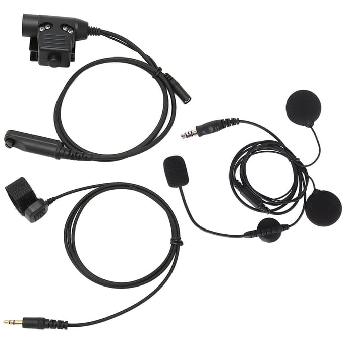Motorhelm Headset Microfoon Kit met Adapter Walkie Talkie Helm Oortje voor Baofeng UV 9R PLUS black